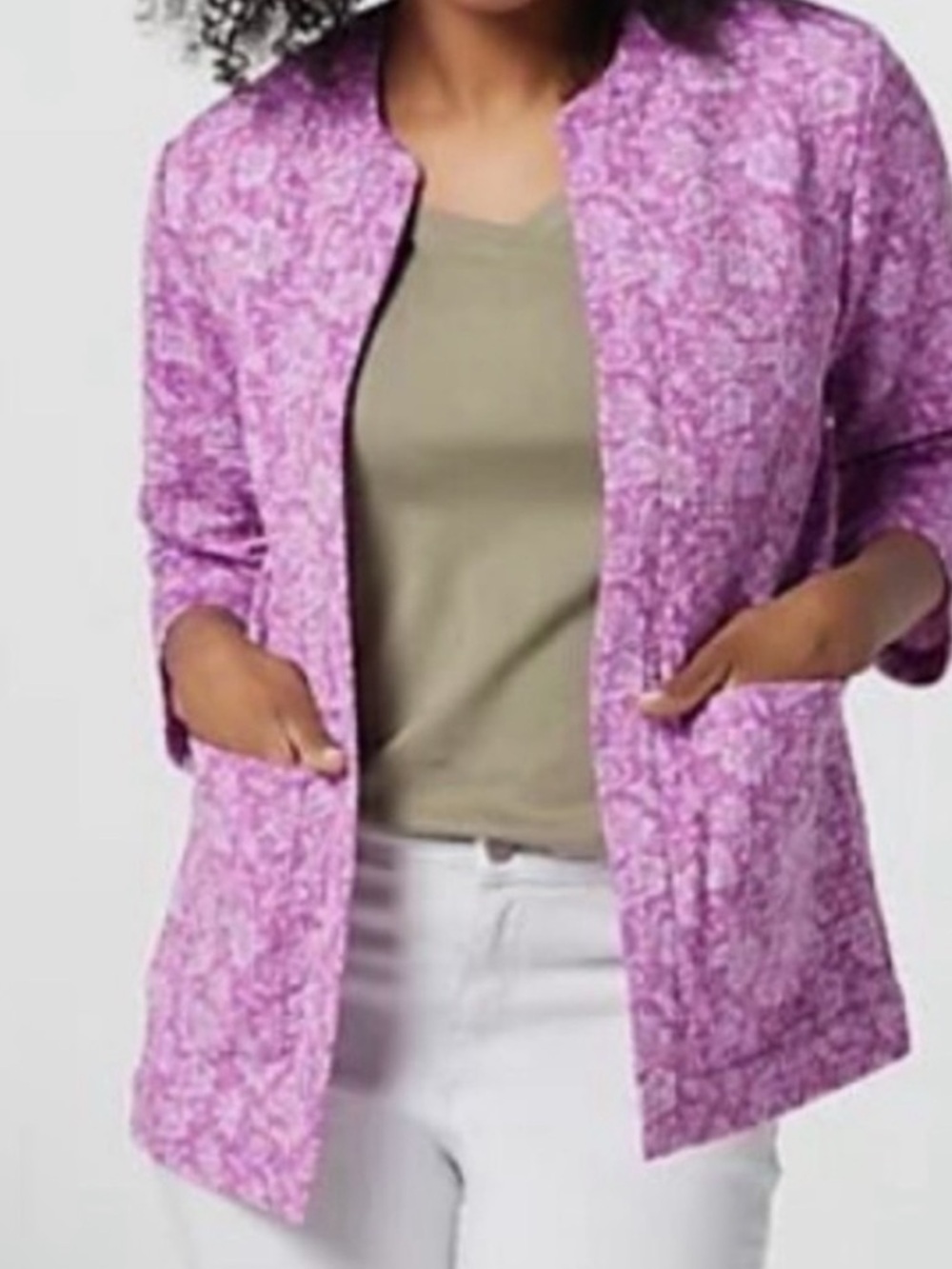 Isaac Mizrahi Live Quilted Cardigan Size Small